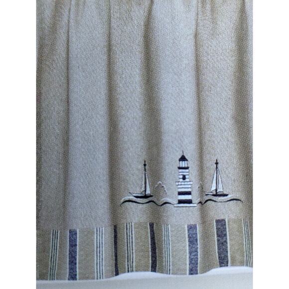 Richloom Light House Boat Ship Nautical Embroidered Embroidery Tier Set New - Picture 5 of 5